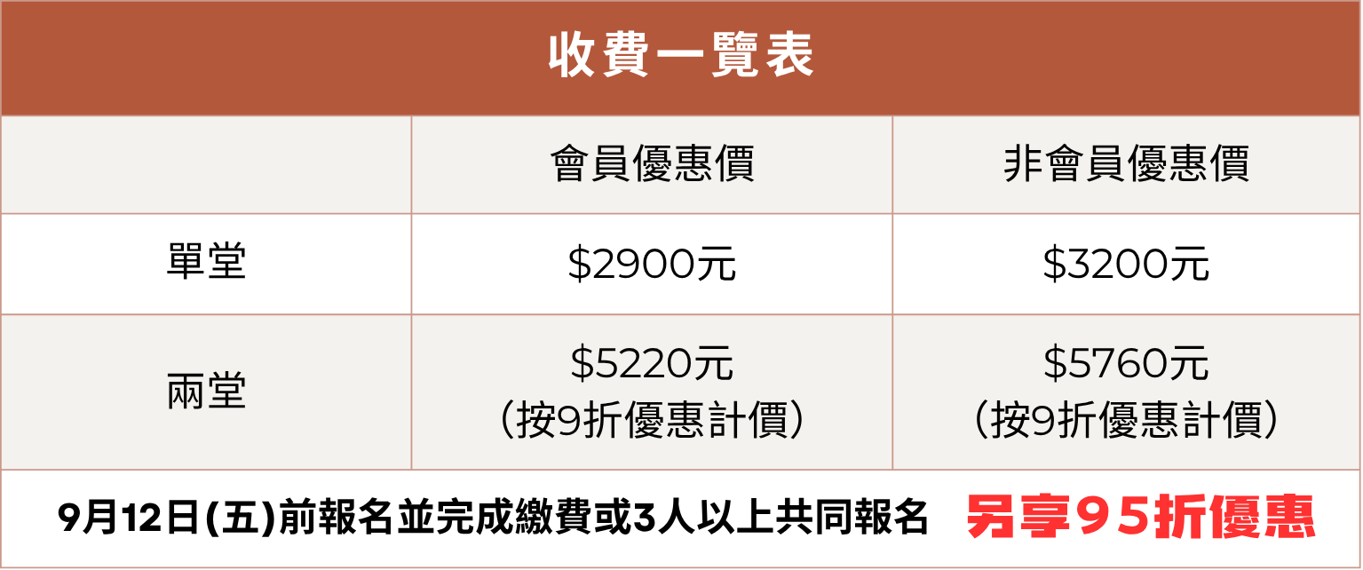 收費一覽表